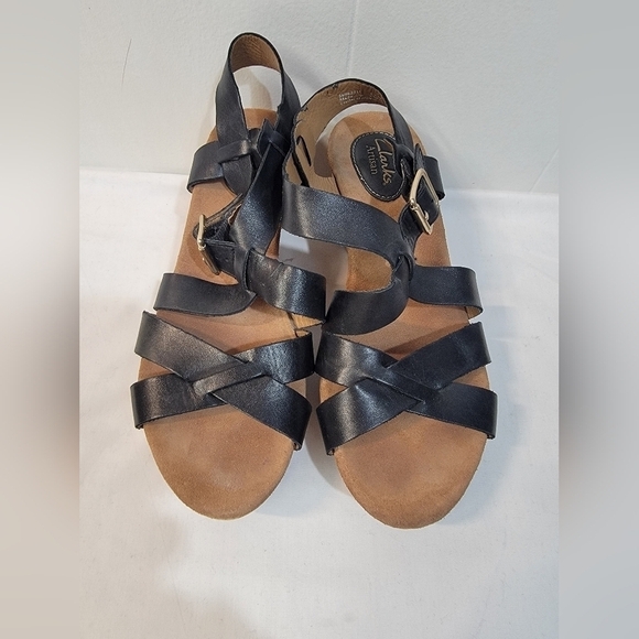 CLARK'S ARTISAN Women's Size 8 1/2 Leather Upper Wedge Sandals - Picture 7 of 7